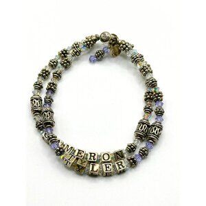 Silpada SP 925 Sterling Crystal Beaded Names‎ Tyler Cameron Bracelet 7.5”